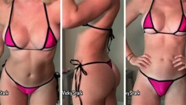 Vicky Stark Hot Pink Micro Bikinis Try VideoTape Leaked