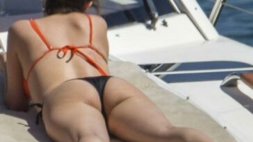 Selena Gomez Thong Bikini Boat Set Premium