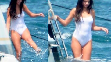 Selena Gomez See Through One Piece Lingerie Beach Set Leaked