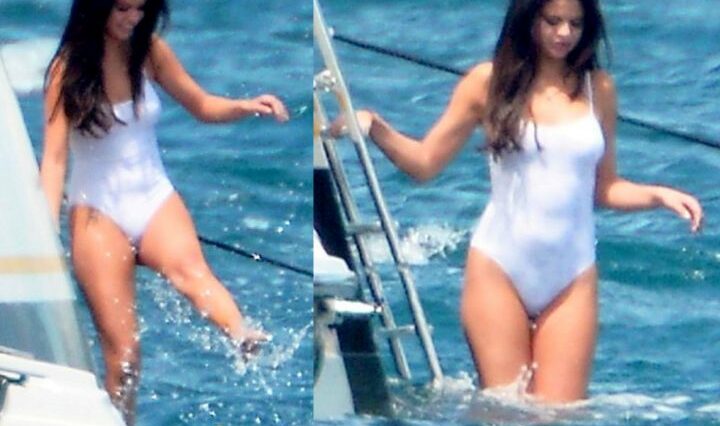 Selena Gomez See Through One Piece Lingerie Beach Set Leaked