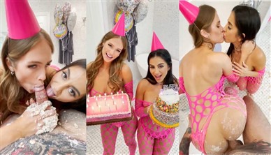 Sky Bri Birthday Threesome Sex with Lena The Plug Video Premium